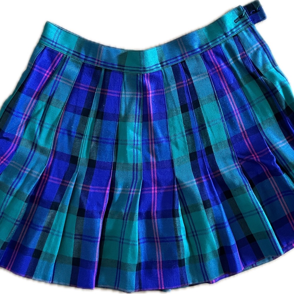 Rafaella Blue and Green Plaid Mini Skirt